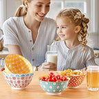 AntoKueh 23 OZ Colorful Large Ceramic Bowl Set of 6 6 inch Deep Porcelain Cereal Bowls for Salad, Soup, Snack and Rice，Dishwasher/Microwave safe