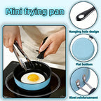 4.7 Inch Mini Frying Pan, Black Non-Stick Egg Pan with Hanging Hole, Flat Bottom Design for Gas, Induction, Electric Stove, Perfect for Single Serve Breakfast, Omelets & Camping, RV Use (Blue)