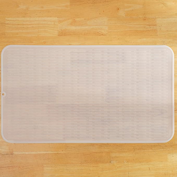 MicoYang Silicone Dish Drying Mat for Multiple Usage,Easy clean,Eco-friendly,Heat-resistant Silicone Mat for Kitchen Counter or Sink,Refrigerator or Drawer Liner Translucent 4XL 32 inches x 18 inches