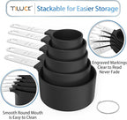 TILUCK Measuring Cups & Spoons Set, Stackable Cups and Spoons, Nesting Measure Cups with Stainless Steel Handle, Kitchen Gadgets for Cooking & Baking (Black)