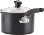 Farberware Cookstart DiamondMax Nonstick Cookware/Pots and Pans Set with Glass Lids, Dishwasher Safe, Includes Baking Pan and Kitchen Cooking Tools, 15 Piece - Black
