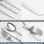 20Pcs Heavy Duty Silverware Set for 4, Scentlate Premium Stainless Steel Flatware with Unique Handle, Mirror Polished Modern Cutlery Utensils, Rust-Proof Dishwasher Safe Forks Spoons Knives