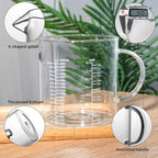 77L Glass Measuring Cup, [Insulated handle, V-Shaped Spout], High Borosilicate Glass Measuring Cup for Kitchen or Restaurant, Easy To Read, 2000 ML (2 Liter, 8 Cup)