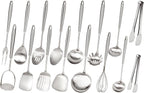 304 Stainless Steel Cooking Utensils Set, 16PCS Stainless Steel Kitchen Utensils Set, Metal Kitchen Utensils Set Include Meat Fork, Tongs, Turner, Soup Ladle, Dishwasher Safe