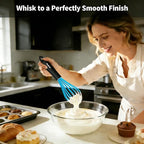 Anaeat Silicone Balloon Whisk, Perfect for Non-Stick Cookware, Milk and Egg Beater Blender, Heat Resistant Kitchen Whisks for Whisking, Cooking, Baking, Beating, Frothing & Stirring (Blue)