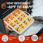 FUNBAKY Silicone Mini Loaf Pans with Metal Reinforced Frame,12-Cavity Nonstick Mini bread loaf pans for Baking Cornbread,Bread,Brownie,Cheesecake -2Pcs
