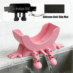Cute Hanging Sponge Holder with Drainage,3D Printed Kitchen Funny Sponge Stand for Sink,with non-slip pads,Suitable for Scrub Daddy Holder,Keeps Your Sponge Dry Smiling (Pink)
