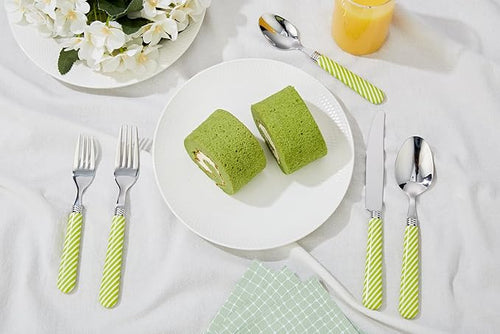 ANNOVA Silverware Set Stainless Steel Colorful Tableware Kitchen Flatware Set Utensils, Includes Dinner Knives, Forks, Spoons, Salad Forks & Dessert Spoons (Light Green, 20 Pieces)