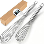 18/10 Stainless Steel Large Whisk Set of 2, 15.5 inch Heavy Duty Long Whisk and 12 inch Whisks, Suitable for Deep Pots or Big Bowl, Mixing, Beating, Blending