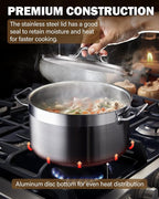 Cooks Standard Dutch Oven Casserole with Lid, 9 Quart Professional Stainless Steel Stockpots, Silver