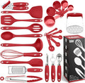 Kaluns Silicone Kitchen Utensils Set 24 Pcs Cooking Utensils Set - Can Opener, Masher, Turner, Spatula 446°F Heat Resistant Non-Stick - Premium Silicone and Stainless Steel Utensil Set