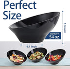 bUCLA 12 Pack Black Plastic Serving Bowls - 54 OZ Angled Bowls Disposable for Chip&Candy - Party Table Salad and Fruit for Party, Wedding & Graduation