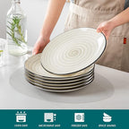 vancasso Bonbon Dinner Plates Set of 6, 10.5 Inch Ceramic Dinner Pasta Plates,Large Dinnerware Plate for Kitchen, Microwave & Dishwasher Safe Serving Bowls, Beige