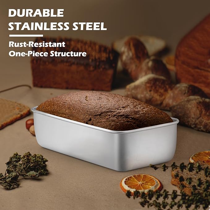 Leonyo 3 Pack Loaf Pans for Baking Bread, 9IN x 5IN Stainless Steel Loaf Pans for Homemade Bread, Meatloaf, Banana, Brownies, Lasagnas, Dishwasher Oven Safe