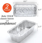 Spare Essentials (65 Pack) 2Lb Foil Bread Pans for Baking, Disposable Bread Pans - Perfect for Baking Banana Bread, Cakes & Meatloaf - 2 Pound Aluminum Pans for Food Serving - 8.5" X 4.5" X 2.5"