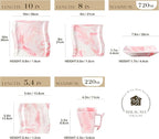 MALACASA Dinnerware Sets, 30-Piece Pink Plates and Bowls Sets for 6, Porcelain Dinnerware Set with Plates and Bowls, Cups and Sacuers, Square Dish Set, Modern Dining Ware Set, Series Flora
