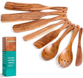 Wooden Spatula Spurtle Set for Cooking, Acacia Wood Kitchen Utensils, Premium Handmade Spurtles for Nonstick Cookware, Heat Resistant, Smooth Finish, Comfortable Grip, 8 Piece