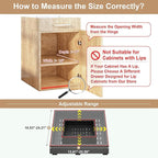 Pull out Cabinet Organizer,Width (14"-21") and Depth (17"-24") Expandable With 3 Rails,No Drill Adjustable Slide out Drawers for Kitchen,Pantry,Adhesive Roll out Shelves,for Cabinets Without Lip,Black