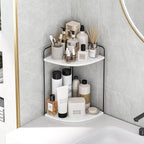 Forest Angle Bathroom Counter Organizer,Countertop Organizer,Vanity Organizers,Bathroom Storage,Bathroom Sink Caddy,Counter Shelf,Corner Counter,Corner Shelves(Black-White Marble)