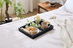 16"x12" Serving Trays with Handles, Black Decorative Serving Tray, Ottoman Trays for, Living Room, Bathroom, and Outdoors Decorative Trays (Black)