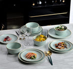 Melamine Dinnerware Sets, Plates and Bowls Sets 12 Pcs, Melamine Plates, Dish Set for 4, Unbreakable Dinnerware Set for Party, BPA Free, Suitable Indoors and Outdoors (Mint Green)