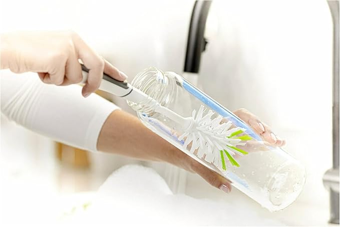 Scotch-Brite Glass and Water Bottle Brush, Long-Lasting, Safe on Glassware, Shaker Bottles, Food Processors, & More, Non-slip handle, Durable, Reusable, Clean in Top Rack of Your Dishwasher