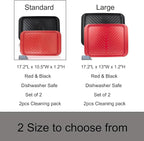 Czlizdyt Grilling Prep and Serve Trays, BBQ Platter for Raw and Cooked Food, Melamine Serving Trays for Food, Set of 2, Black and Red, Napkin and Cleaning Clothes Included