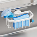 TAILI Sink Caddy with Strong Suction Cup, Sponge Holder for Kitchen Sink Organizer, Removable Sponge Caddy Inside Sink, Rustproof Aluminum Holder for Sponges, Brushes - White