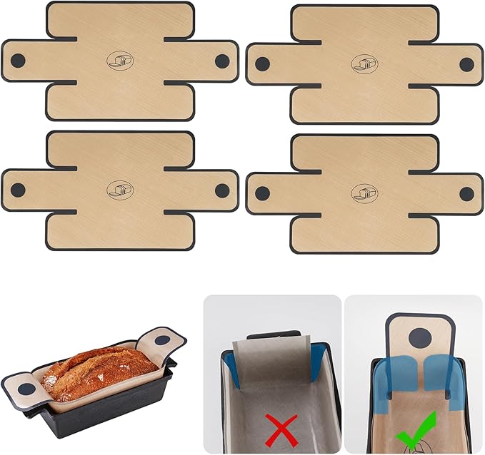 NiHome 4-Pack Silicone Bread Loaf Pan Liners, Reusable and Nonstick Silicone Bread Sling, Fit for 9x5, 9.5x5, and 10x5 Inch Loaf Pans, Dishwasher Safe, Easy to Clean (Brown)
