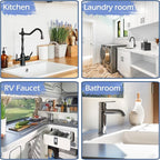 Amerner Kitchen Sink Splash Guard, Silicone Faucet Guard & Draining Mat, 10° Large Slope Sink Faucet Mat Splash Guard, Bathroom Sink Organizer, Kitchen Sink Accessories Gadgets, 14.2” x 5.1”, Gray