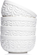 25DOL 22 oz Ceramic Bowls Set of 4 – Embossed Nature-Inspired Design, Versatile Soup & Cereal Bowls – Ideal for Ramen, Pasta, Oatmeal & Salads – Microwave & Dishwasher Safe