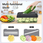 15-in-1 Vegetable Chopper, Kitchen Gadgets with 10 Blades, Veggie, Food, Onion Chopper, Cucumber Slicer, Versatile Mandoline, Includes Egg Separator & Finger Guard, Gray