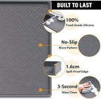 TigeJoy 37" x 19" Under Sink Mats for Kitchen Waterproof, Leak-Proof Silicone Mat Sink Protector and Cabinet Liner, Kitchen Essentials Organizer and Storage, Boot or Shoe Tray, Pet Feeding Mat