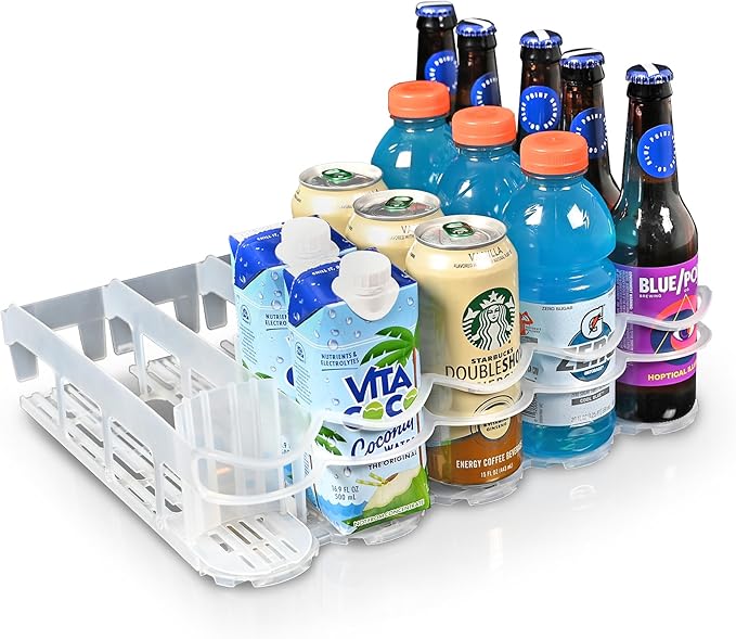 Display Technologies, Fridge-Plus Drink Organizer for Refrigerator Storage - Soda Can Dispenser and Soda Can Organizer Rack for Bar Fridge (Pack of 1)
