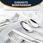 60 Piece Silverware Set for 12, Food-Grade Stainless Steel Utensils Set,Wave Style Design & Mirror Polished - Dishwasher Safe