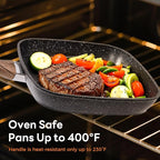 NEWBULIG Nonstick Frying Pan Skillets Set, with Detachable Stay-Cool Wooden Handle, Non toxic Induction Cookware, Free of Intentionally Added PFOA, Dishwasher ＆ Oven Safe, (9.5", 10.2", 11") Black