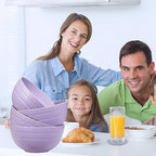 Unbreakable Wheat Straw Cereal Bowls Set of 4, 24 OZ Microwave and Dishwasher Safe Lightweight Soup and Salad Bowl Sets, Reusable Dessert Bowls for Rice, Pasta, Snack, Fruit, BPA Free (Purple)