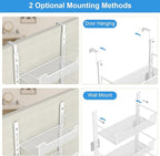 12.3" W Narrow Over the Door Pantry Organizer, 8-Tier Over the Door Organizer with Adjustable Basket, Pantry Door Organization for Pantry Kitchen Storage Room Spice Rack, White