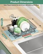 Expandable Dish Drying Rack for in-Sink, Over-Sink, and Counter Use, Dish Drainer with Removable Cutlery Holder, Space Saving & No Assembly Needed 10.5" W x 15" L