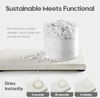 Razborci 4PCS Bathroom Sink Vanity Trays, Diatomaceous Earth Quick Stone Drying Mat Kitchen Counter Dish Soap Dispenser Sponge Holder, Water Absorbing Caddy Organizer for Bottle & Cup, Beige