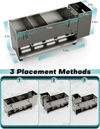 Kitchen Sink Caddy Organizer, Sponge Holder for Kitchen Sink with Upgraded Extra-Wide Drain Board, Efficient Drainage, Stainless Steel with Rust-Resistant Coating