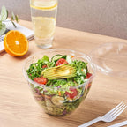 Jaluxing [48 oz. 150 Sets Clear Plastic Salad Bowls with Airtight Lids Disposable To Go Mixing Containers Serving for Fruit, Quinoa, Lunch and Meal Prep