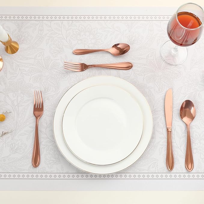 Rose Gold Silverware Set,40-Piece Stainless Steel Flatware for 8, Heavy-Duty 18/0 Stainless Steel Utensils,Mirror Polished Dishwasher Safe for Home & Kitchen Dining