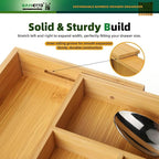 Expandable Bamboo Kitchen Drawer Organizer – Silverware Organizer, Utensil Holder & Cutlery Tray Drawer Dividers for Flatware (20"x16.9" Large Size, 8 Slot, Natural)