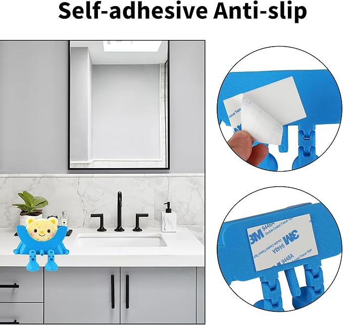 Cute Hanging Sponge Holder, Drainable Kitchen Sink Organizer, Scrub Sponge Stand Storage Rack with Smiley Design, Sink Accessories (Red)