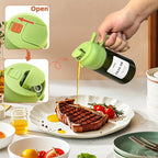 Oil Sprayer for Cooking, 2 in 1 Olive Oil Dispenser Bottle for Kitchen, 16oz/470ml Premium Glass, Food-grade Oil Mister for Air Fryer, Salad, Frying, BBQ (Black + Dark Green Bottle)