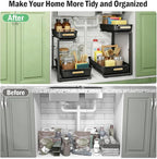 ARSTPEOE Under Sink Organizer - 2 Packs Multi-Purpose Pull-Out Storage Organizers, Slide out Pull out Cabinet Organizer Shelf, Storage for Kitchen Bathroom, Black