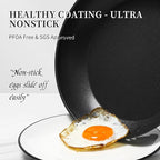 Frying Pan Set - 3 Pcs Nonstick Skillets With Lids, PFOA Free, Induction Compatible, Black