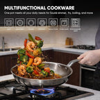 10 Inch Stainless Steel Frying Pan - 5 Ply Stainless Clad Skillet with Aluminum Core, Durable and Even Heating, Professional Cookware for Induction, All Stoves, Oven and Dishwasher Safe