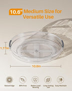 LAMU 2 Pack 10.6in Lazy Susan Organizer Turntable for Cabinet, Clear Lazy Susan for Refrigerator Rotating Organizer for Fridge, Kitchen, Pantry, Countertop, Bathroom, Medicine Cabinet Organizer